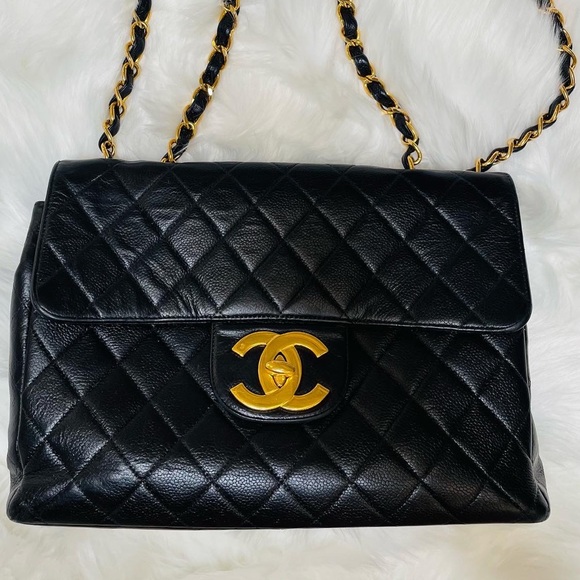 RARE Caviar Chanel Jumbo XL CC Single Flap Vintage Caviar - Picture 3 of 17